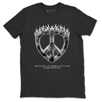 12s Black Wolf Grey shirts to match jordans Love Peace sneaker match tees Air Jordan 12 Barons match shoes to clothes SNRT Sneaker Tees unisex cotton Charcoal Heather 2 shirts