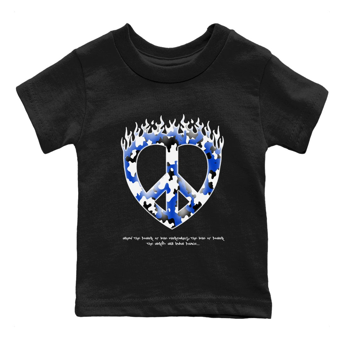 12s Blueberry shirts to match jordans Love Peace best t shirts to wear with jordans AJ12 White and Game Royal match shoes to clothes SNRT Sneaker Tees Youth Baby Black 2 tee