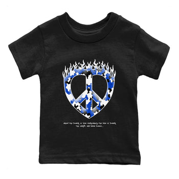 12s Blueberry shirts to match jordans Love Peace best t shirts to wear with jordans AJ12 White and Game Royal match shoes to clothes SNRT Sneaker Tees Youth Baby Black 2 tee