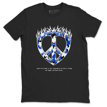 12s Blueberry shirts to match jordans Love Peace best t shirts to wear with jordans AJ12 White and Game Royal match shoes to clothes SNRT Sneaker Tees unisex cotton Black 2 shirts
