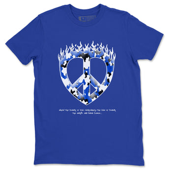 12s Blueberry shirts to match jordans Love Peace best t shirts to wear with jordans AJ12 White and Game Royal match shoes to clothes SNRT Sneaker Tees unisex cotton Royal Blue 2 shirts