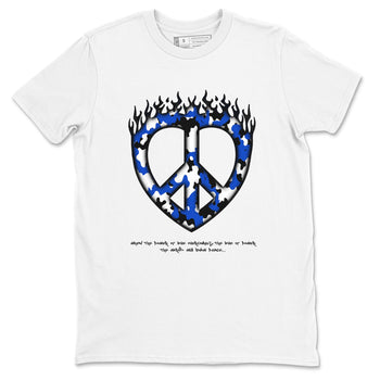 12s Blueberry shirts to match jordans Love Peace best t shirts to wear with jordans AJ12 White and Game Royal match shoes to clothes SNRT Sneaker Tees unisex cotton White 2 shirts
