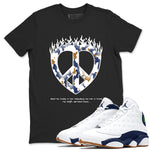 13s Midnight Navy shirts to match jordans Love Peace sneaker match tees Air Jordan 13 Midnight Navy SNRT Sneaker Release Tees unisex cotton Black 1 crew neck shirts