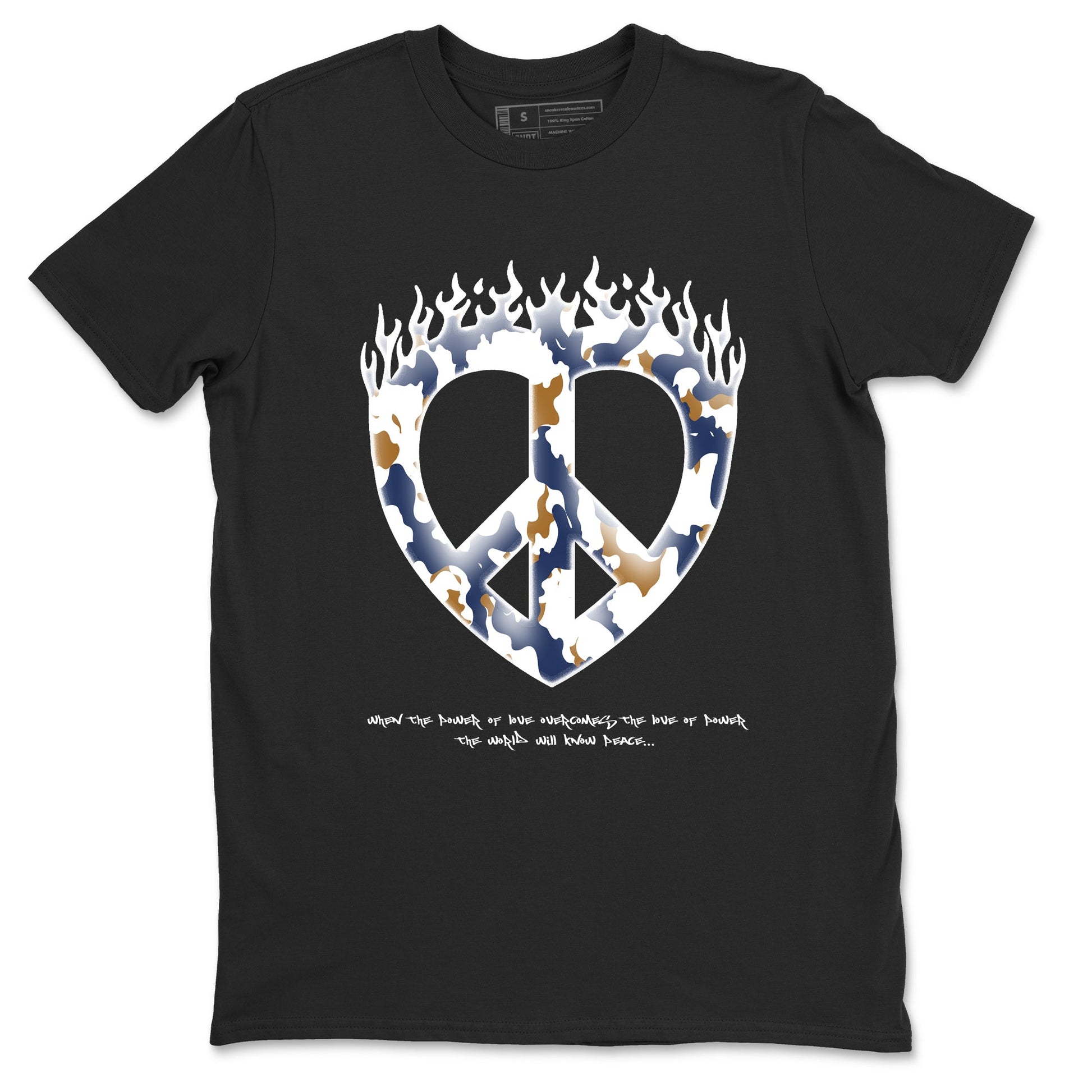 13s Midnight Navy shirts to match jordans Love Peace sneaker match tees Air Jordan 13 Midnight Navy SNRT Sneaker Release Tees unisex cotton Black 2 crew neck shirts