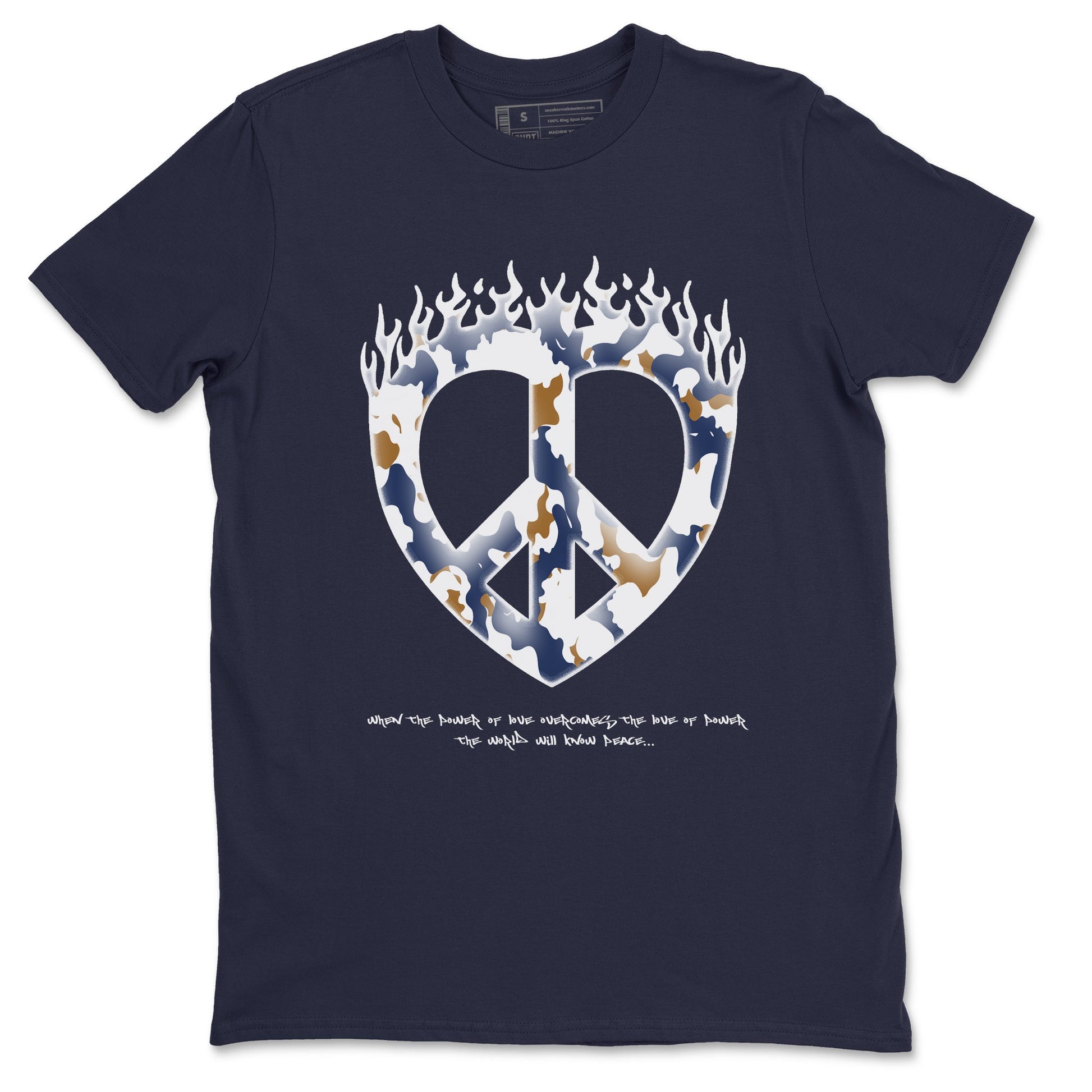 13s Midnight Navy shirts to match jordans Love Peace sneaker match tees Air Jordan 13 Midnight Navy SNRT Sneaker Release Tees unisex cotton Navy 2 crew neck shirts