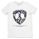 13s Midnight Navy shirts to match jordans Love Peace sneaker match tees Air Jordan 13 Midnight Navy SNRT Sneaker Release Tees unisex cotton White 2 crew neck shirts