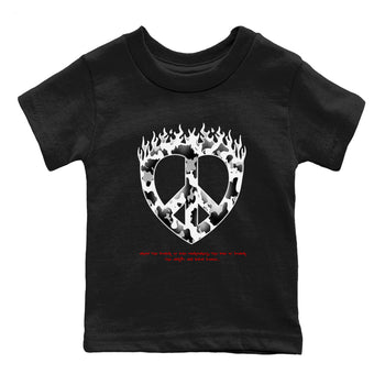 14s Black Toe shirts to match jordans Love Peace graphic tees Air Jordan 14 Black Toe t shirts to match sneakers SNRT Sneaker Tees Youth Baby Black 2 tee