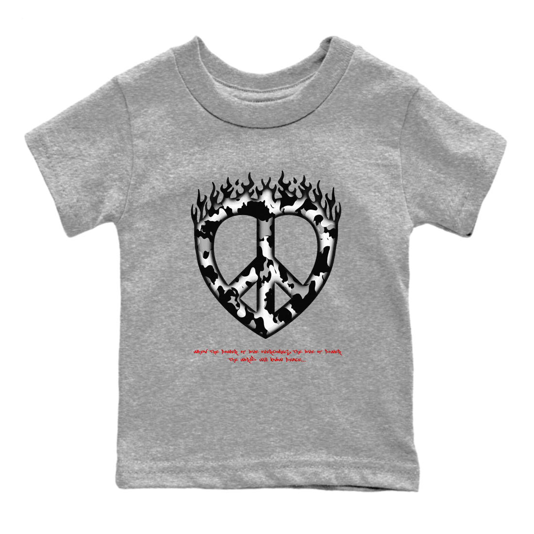 14s Black Toe shirts to match jordans Love Peace graphic tees Air Jordan 14 Black Toe t shirts to match sneakers SNRT Sneaker Tees Youth Baby Heather Grey 2 tee