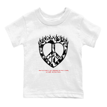 14s Black Toe shirts to match jordans Love Peace graphic tees Air Jordan 14 Black Toe t shirts to match sneakers SNRT Sneaker Tees Youth Baby White 2 tee