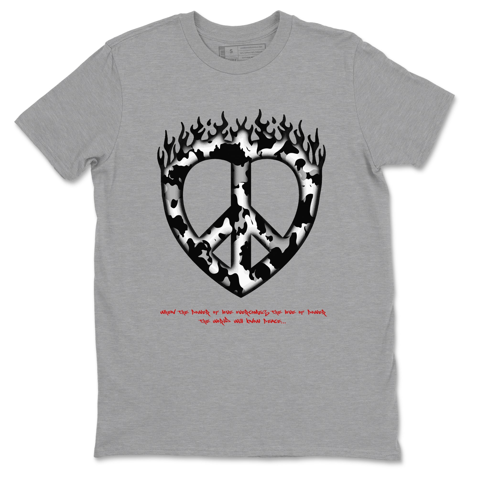 14s Black Toe shirts to match jordans Love Peace graphic tees Air Jordan 14 Black Toe t shirts to match sneakers SNRT Sneaker Tees unisex cotton Heather Grey 2 shirts