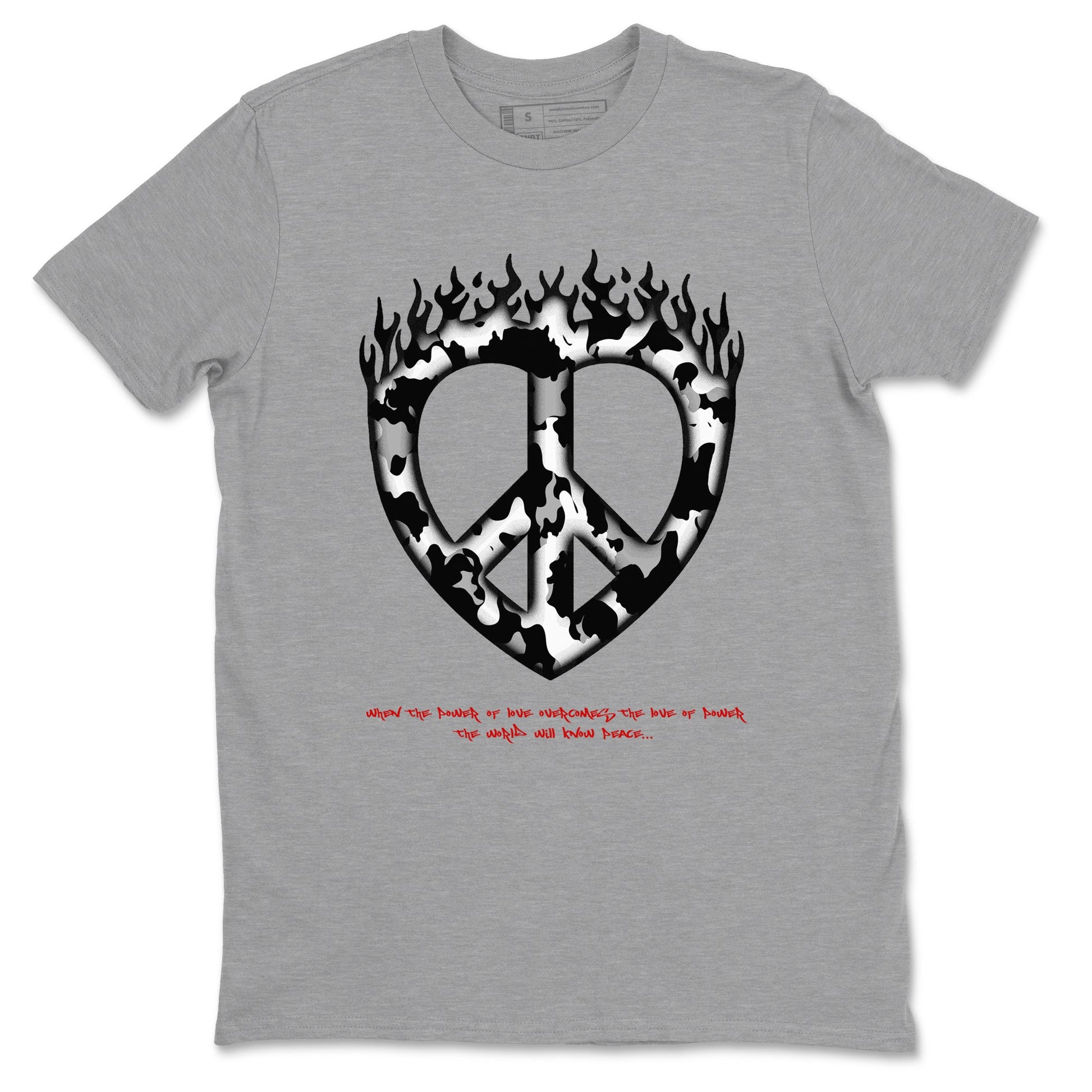 14s Black Toe shirts to match jordans Love Peace graphic tees Air Jordan 14 Black Toe t shirts to match sneakers SNRT Sneaker Tees unisex cotton Heather Grey 2 shirts