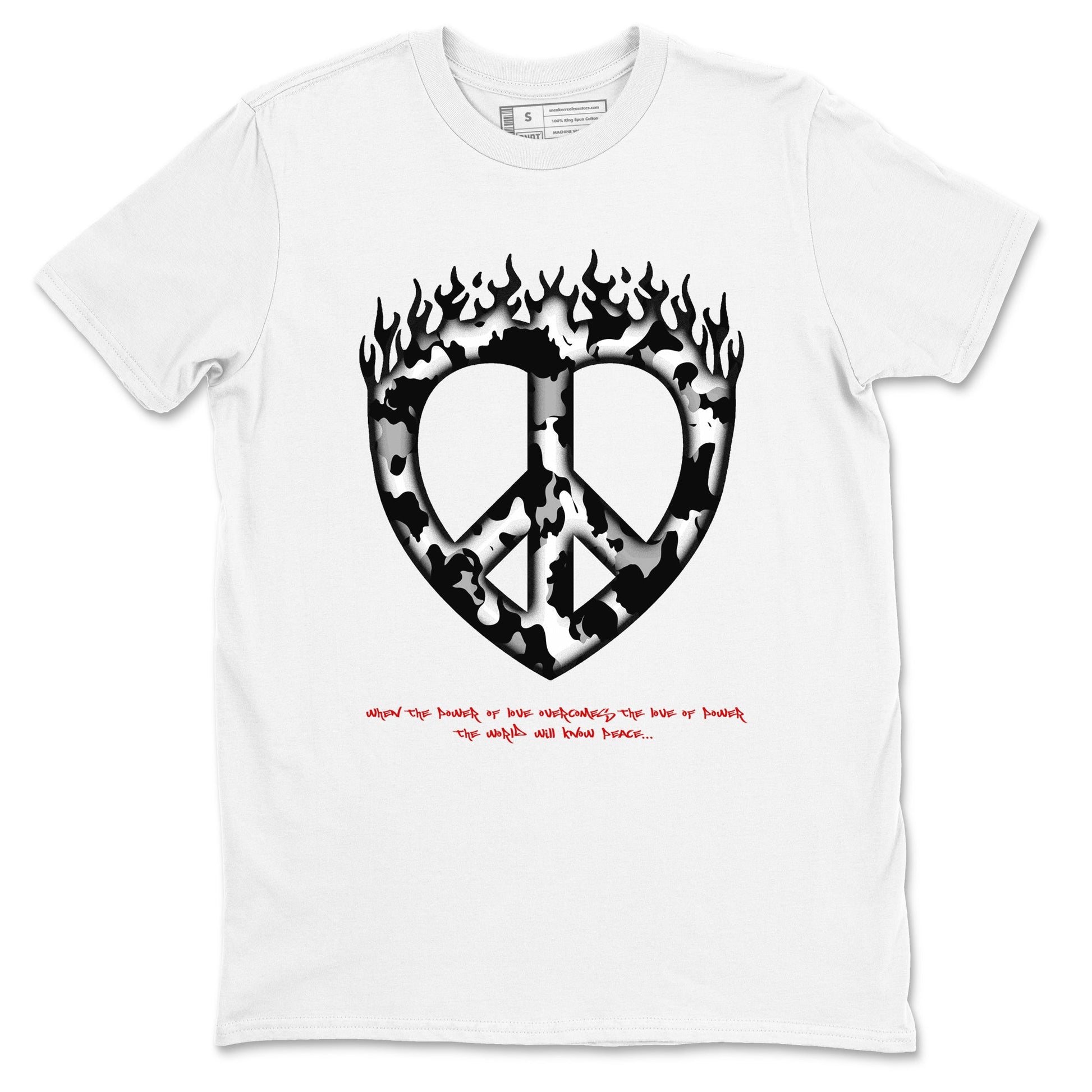 14s Black Toe shirts to match jordans Love Peace graphic tees Air Jordan 14 Black Toe t shirts to match sneakers SNRT Sneaker Tees unisex cotton White 2 shirts