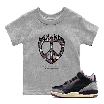 3s A Ma Maniere x Black shirts to match jordans Love Peace sneaker match tees A Ma Maniere x Air Jordan 3 _hile You Were Sleeping_neaker Release Tees Youth Baby Heather Grey 1 crew neck shirts
