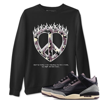 3s A Ma Maniere x Black shirts to match jordans Love Peace sneaker match tees A Ma Maniere x Air Jordan 3 _hile You Were Sleeping_neaker Release Tees unisex cotton Black 1 crew neck shirts