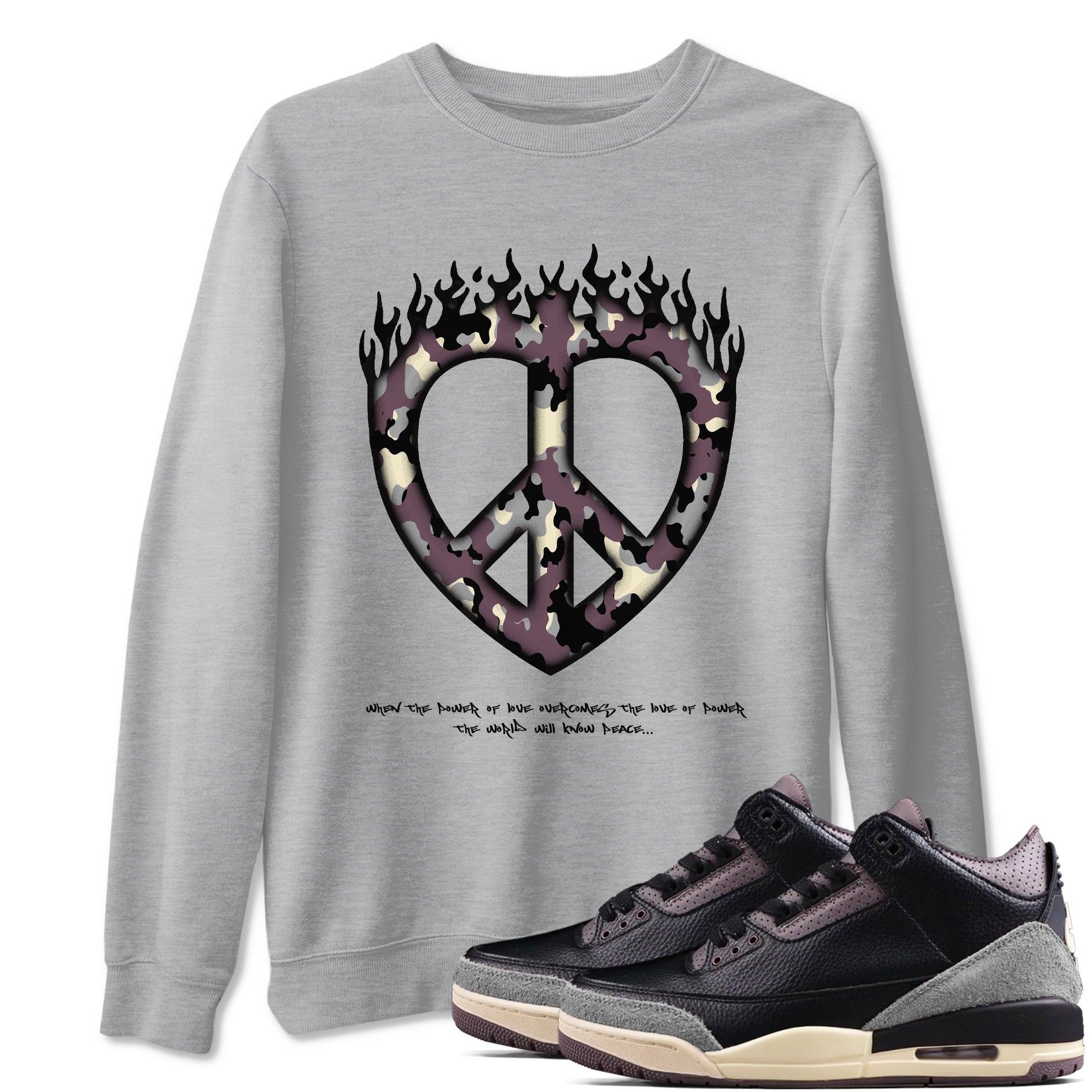 3s A Ma Maniere x Black shirts to match jordans Love Peace sneaker match tees A Ma Maniere x Air Jordan 3 _hile You Were Sleeping_neaker Release Tees unisex cotton Heather Grey 1 crew neck shirts