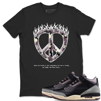 3s A Ma Maniere x Black shirts to match jordans Love Peace sneaker match tees A Ma Maniere x Air Jordan 3 _hile You Were Sleeping_neaker Release Tees unisex cotton Black 1 crew neck shirts