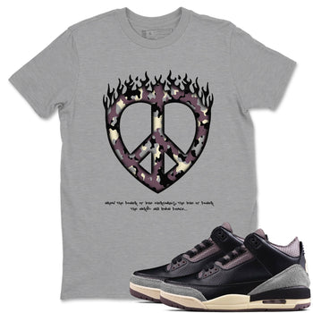 3s A Ma Maniere x Black shirts to match jordans Love Peace sneaker match tees A Ma Maniere x Air Jordan 3 _hile You Were Sleeping_neaker Release Tees unisex cotton Heather Grey 1 crew neck shirts