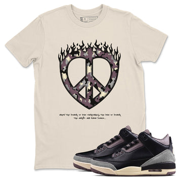 3s A Ma Maniere x Black shirts to match jordans Love Peace sneaker match tees A Ma Maniere x Air Jordan 3 _hile You Were Sleeping_neaker Release Tees unisex cotton Natural 1 crew neck shirts