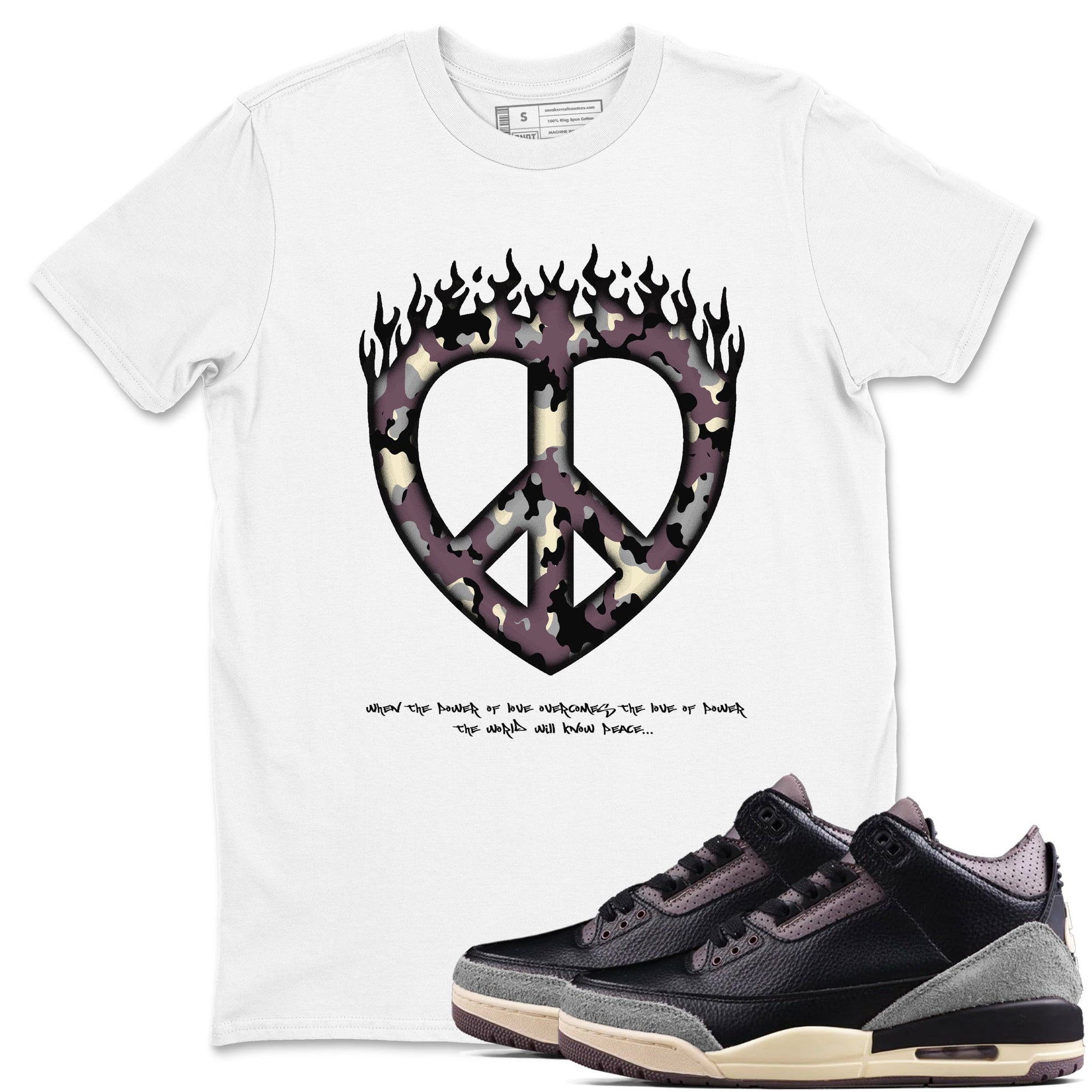 3s A Ma Maniere x Black shirts to match jordans Love Peace sneaker match tees A Ma Maniere x Air Jordan 3 _hile You Were Sleeping_neaker Release Tees unisex cotton White 1 crew neck shirts