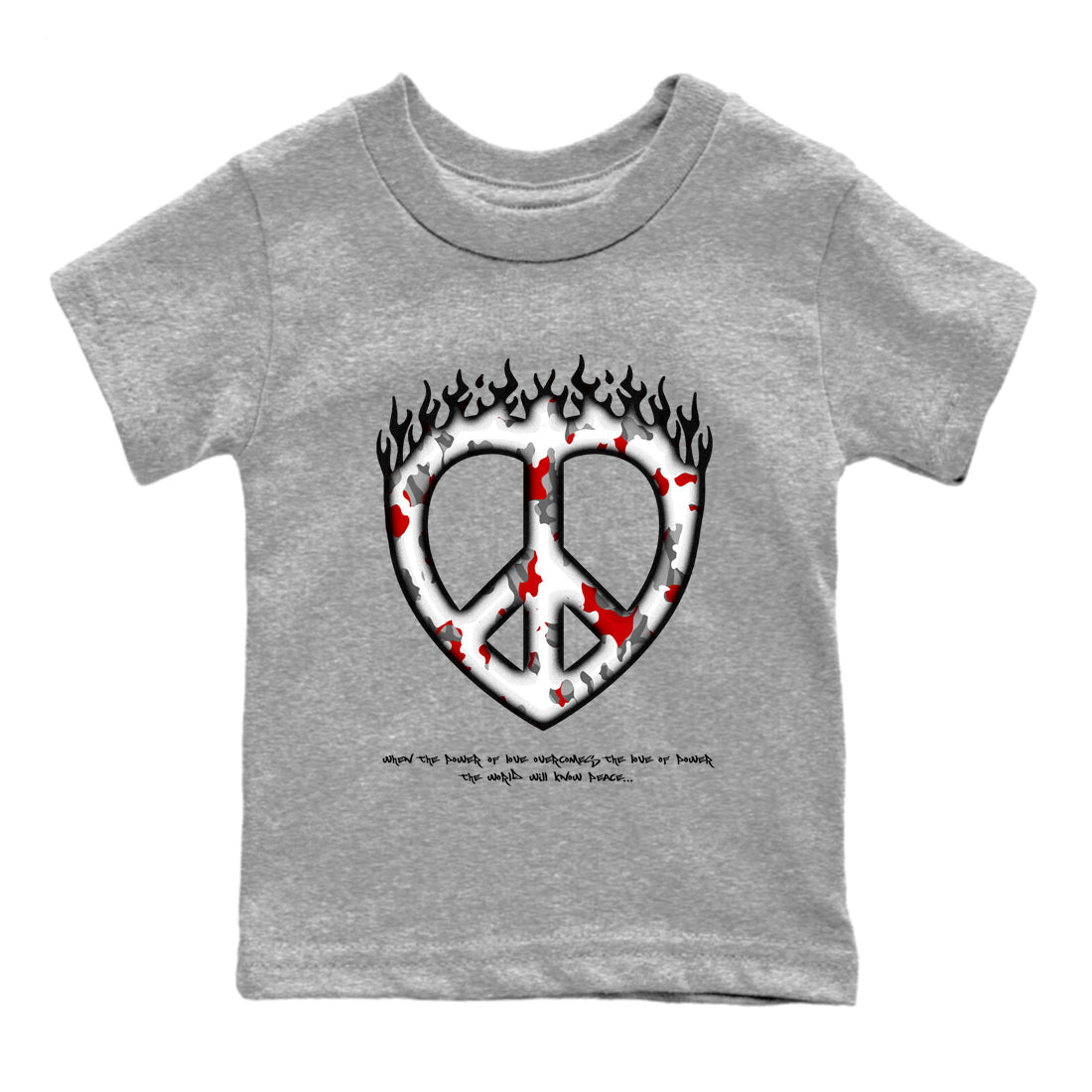 3s Cement Grey shirts to match jordans Love Peace sneaker match tees Air Jordan 3 Cement Grey SNRT Sneaker Release Tees Youth Baby Heather Grey 2 crew neck shirts