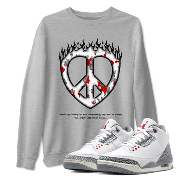 3s Cement Grey shirts to match jordans Love Peace sneaker match tees Air Jordan 3 Cement Grey SNRT Sneaker Release Tees unisex cotton Heather Grey 1 crew neck shirts
