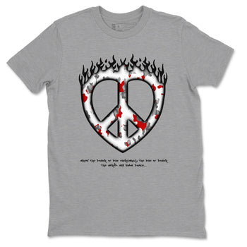 3s Cement Grey shirts to match jordans Love Peace sneaker match tees Air Jordan 3 Cement Grey SNRT Sneaker Release Tees unisex cotton Heather Grey 2 crew neck shirts