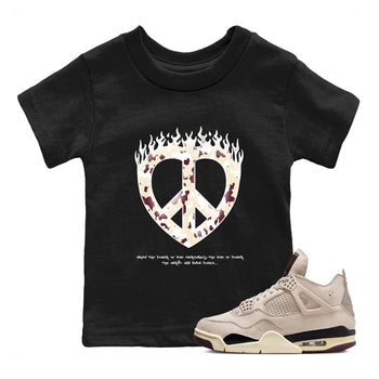 4s A Ma Maniere x Fossil Stone shirts to match jordans Love Peace sneaker match tees Air Jordan 4 A Ma Maniere x Fossil Stone match shoes to clothes SNRT Sneaker Tees Youth Baby Black 1 tee