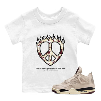 4s A Ma Maniere x Fossil Stone shirts to match jordans Love Peace sneaker match tees Air Jordan 4 A Ma Maniere x Fossil Stone match shoes to clothes SNRT Sneaker Tees Youth Baby White 1 tee