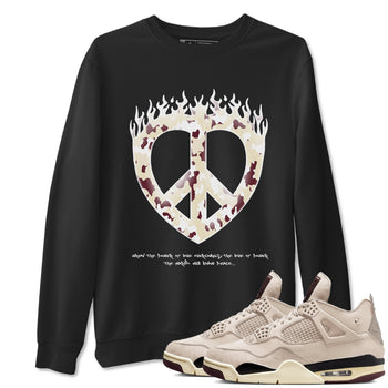 4s A Ma Maniere x Fossil Stone shirts to match jordans Love Peace sneaker match tees Air Jordan 4 A Ma Maniere x Fossil Stone match shoes to clothes SNRT Sneaker Tees unisex cotton Black 1 shirts