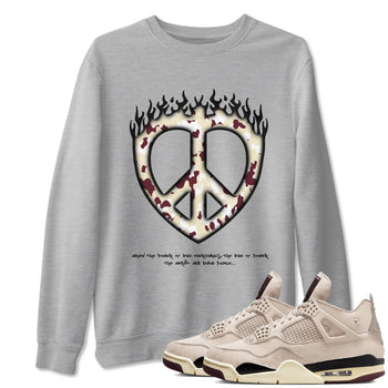 4s A Ma Maniere x Fossil Stone shirts to match jordans Love Peace sneaker match tees Air Jordan 4 A Ma Maniere x Fossil Stone match shoes to clothes SNRT Sneaker Tees unisex cotton Heather Grey 1 shirts