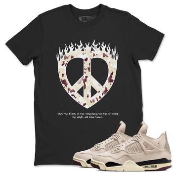 4s A Ma Maniere x Fossil Stone shirts to match jordans Love Peace sneaker match tees Air Jordan 4 A Ma Maniere x Fossil Stone match shoes to clothes SNRT Sneaker Tees unisex cotton Black 1 shirts