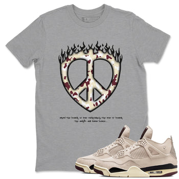 4s A Ma Maniere x Fossil Stone shirts to match jordans Love Peace sneaker match tees Air Jordan 4 A Ma Maniere x Fossil Stone match shoes to clothes SNRT Sneaker Tees unisex cotton Heather Grey 1 shirts
