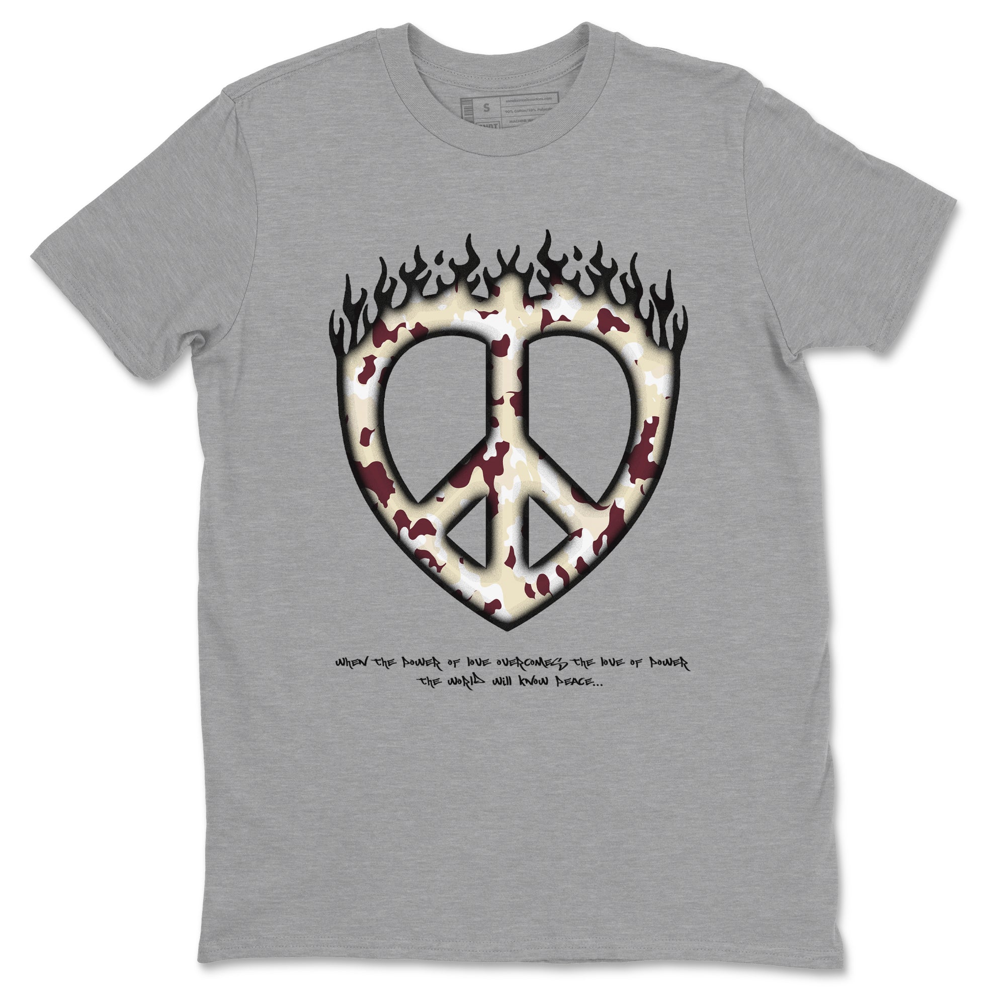 4s A Ma Maniere x Fossil Stone shirts to match jordans Love Peace sneaker match tees Air Jordan 4 A Ma Maniere x Fossil Stone match shoes to clothes SNRT Sneaker Tees unisex cotton Heather Grey 2 shirts