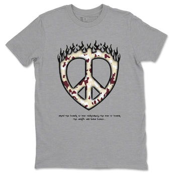 4s A Ma Maniere x Fossil Stone shirts to match jordans Love Peace sneaker match tees Air Jordan 4 A Ma Maniere x Fossil Stone match shoes to clothes SNRT Sneaker Tees unisex cotton Heather Grey 2 shirts