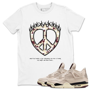 4s A Ma Maniere x Fossil Stone shirts to match jordans Love Peace sneaker match tees Air Jordan 4 A Ma Maniere x Fossil Stone match shoes to clothes SNRT Sneaker Tees unisex cotton White 1 shirts