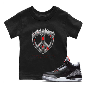 4s Black Cement shirts to match jordans Love Peace sneaker match tees Air Jordan 4 Black Cement match shoes to clothes SNRT Sneaker Tees Youth Baby Black 1 tee
