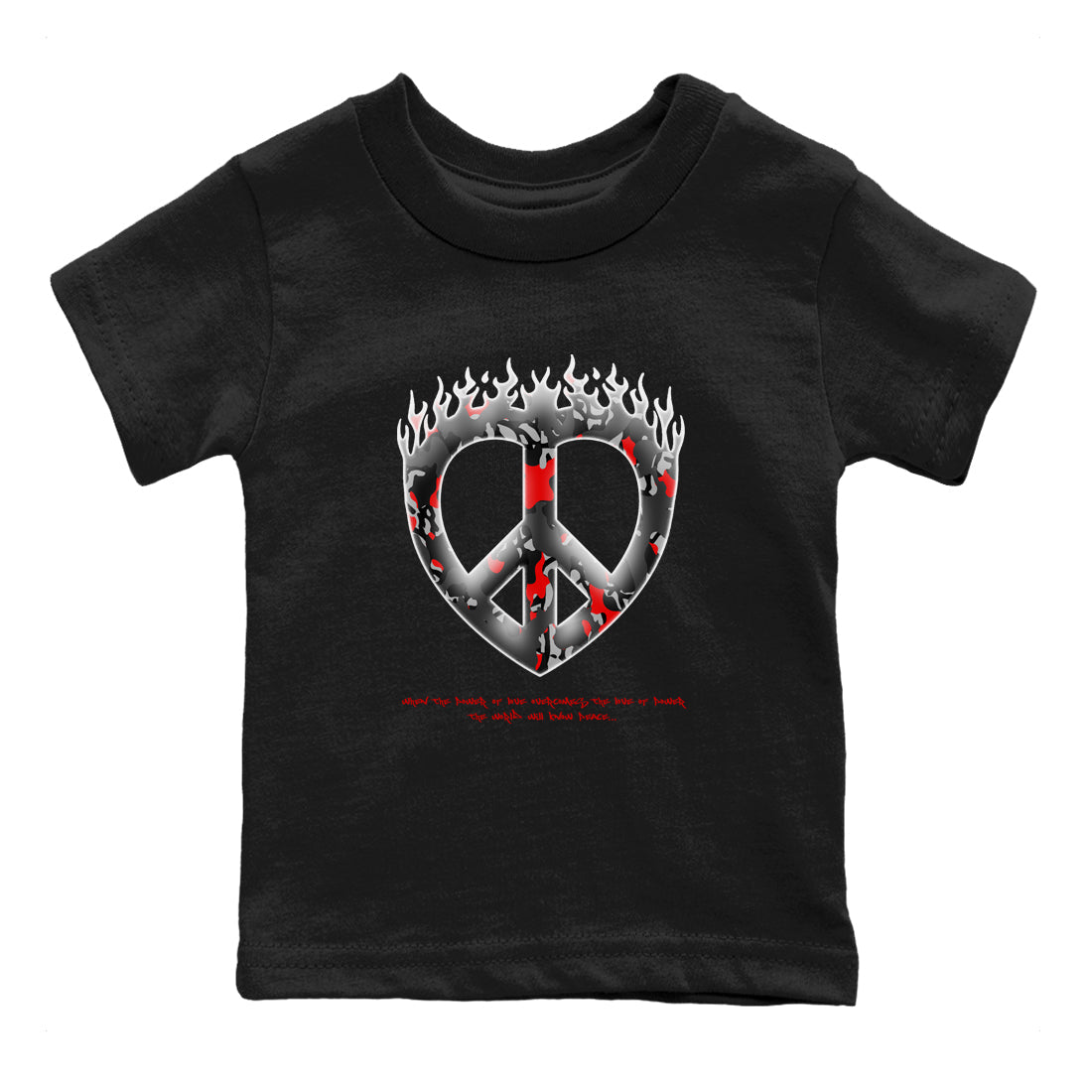 4s Black Cement shirts to match jordans Love Peace sneaker match tees Air Jordan 4 Black Cement match shoes to clothes SNRT Sneaker Tees Youth Baby Black 2 tee