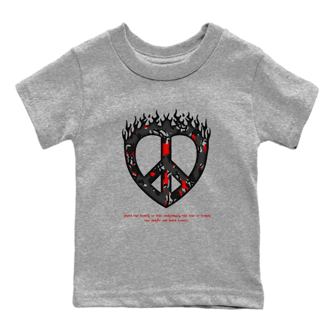 4s Black Cement shirts to match jordans Love Peace sneaker match tees Air Jordan 4 Black Cement match shoes to clothes SNRT Sneaker Tees Youth Baby Heather Grey 2 tee