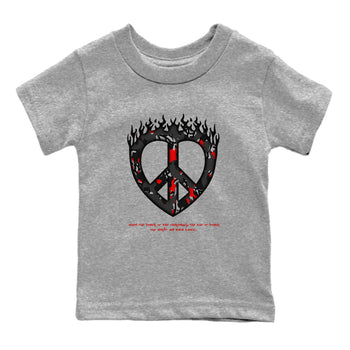 4s Black Cement shirts to match jordans Love Peace sneaker match tees Air Jordan 4 Black Cement match shoes to clothes SNRT Sneaker Tees Youth Baby Heather Grey 2 tee
