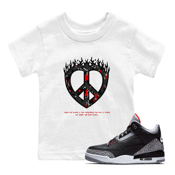 4s Black Cement shirts to match jordans Love Peace sneaker match tees Air Jordan 4 Black Cement match shoes to clothes SNRT Sneaker Tees Youth Baby White 1 tee