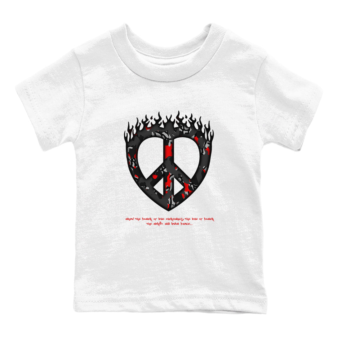 4s Black Cement shirts to match jordans Love Peace sneaker match tees Air Jordan 4 Black Cement match shoes to clothes SNRT Sneaker Tees Youth Baby White 2 tee