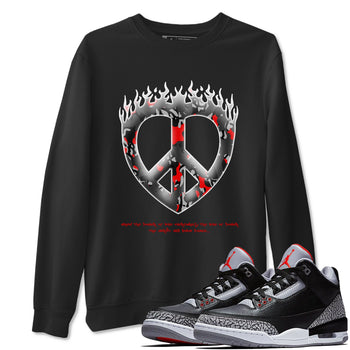 4s Black Cement shirts to match jordans Love Peace sneaker match tees Air Jordan 4 Black Cement match shoes to clothes SNRT Sneaker Tees unisex cotton Black 1 shirts