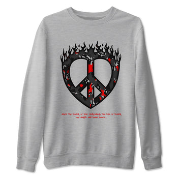 4s Black Cement shirts to match jordans Love Peace sneaker match tees Air Jordan 4 Black Cement match shoes to clothes SNRT Sneaker Tees unisex cotton Heather Grey 2 shirts