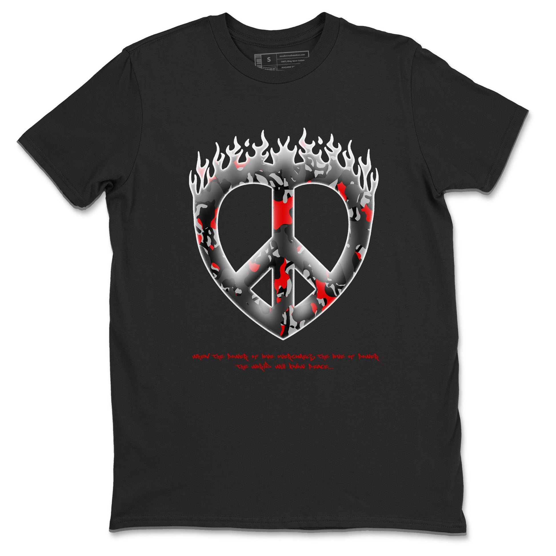 4s Black Cement shirts to match jordans Love Peace sneaker match tees Air Jordan 4 Black Cement match shoes to clothes SNRT Sneaker Tees unisex cotton Black 2 shirts