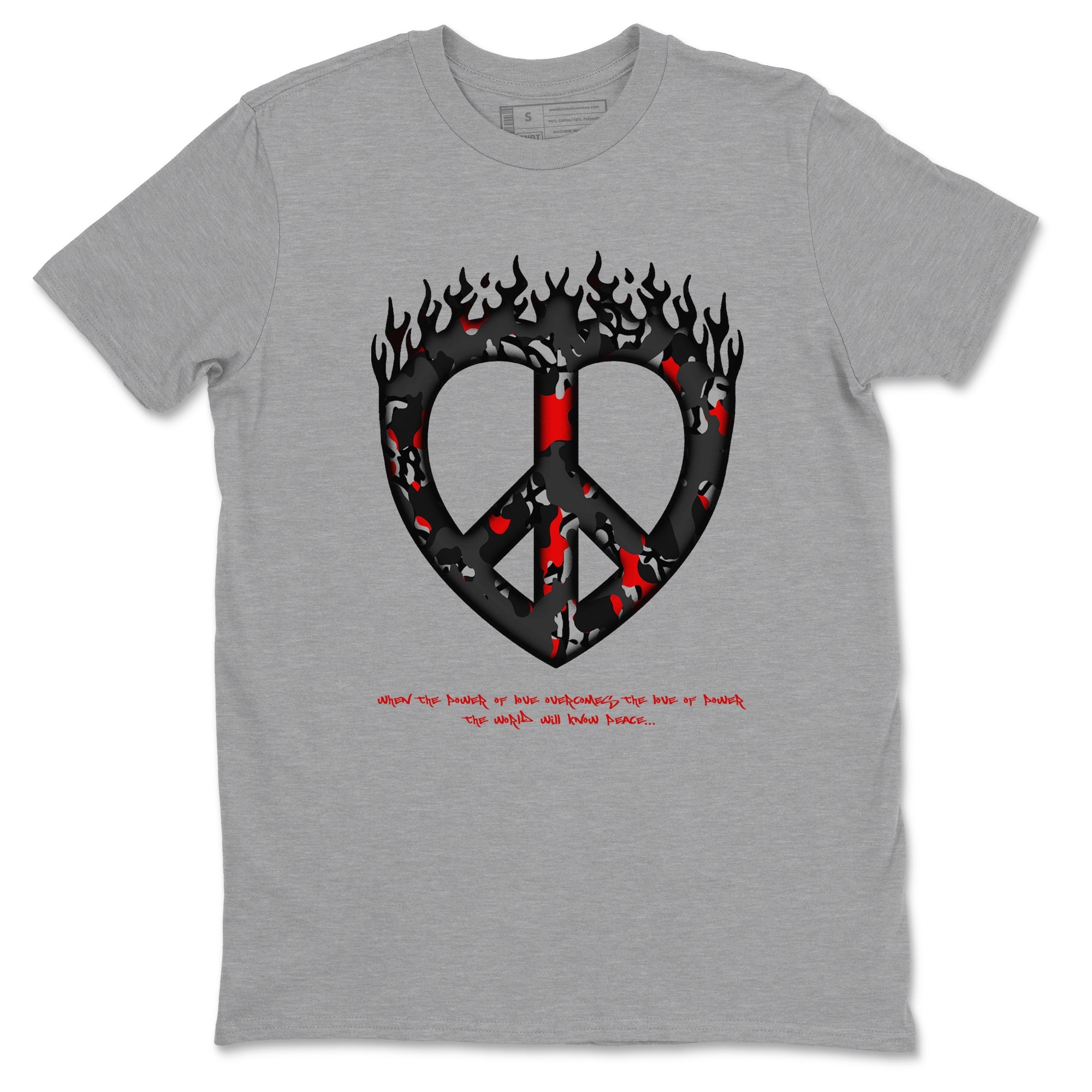 4s Black Cement shirts to match jordans Love Peace sneaker match tees Air Jordan 4 Black Cement match shoes to clothes SNRT Sneaker Tees unisex cotton Heather Grey 2 shirts