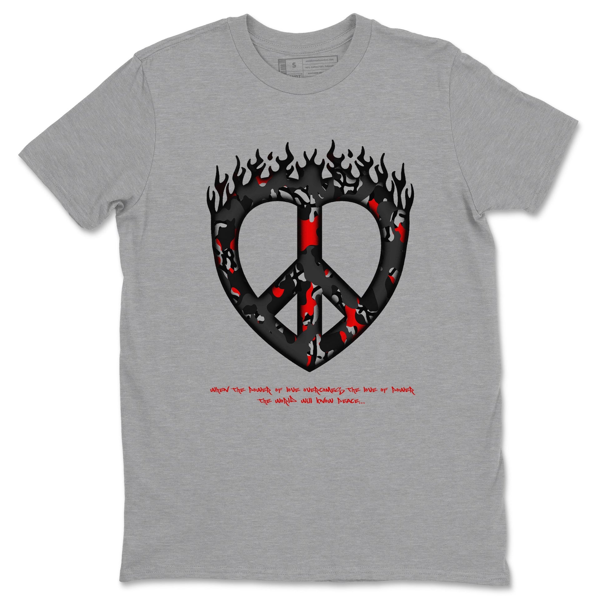 4s Black Cement shirts to match jordans Love Peace sneaker match tees Air Jordan 4 Black Cement match shoes to clothes SNRT Sneaker Tees unisex cotton Heather Grey 2 shirts