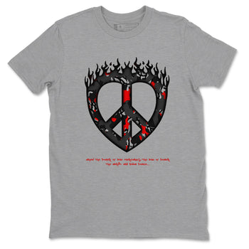 4s Black Cement shirts to match jordans Love Peace sneaker match tees Air Jordan 4 Black Cement match shoes to clothes SNRT Sneaker Tees unisex cotton Heather Grey 2 shirts