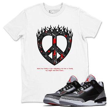 4s Black Cement shirts to match jordans Love Peace sneaker match tees Air Jordan 4 Black Cement match shoes to clothes SNRT Sneaker Tees unisex cotton White 1 shirts