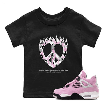 4s Retro Orchid shirts to match jordans Love Peace sneaker match tees Air Jordan 4 WMNS Orchid match shoes to clothes SNRT Sneaker Tees Youth Baby Black 1 tee