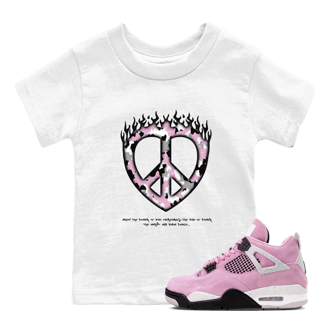 4s Retro Orchid shirts to match jordans Love Peace sneaker match tees Air Jordan 4 WMNS Orchid match shoes to clothes SNRT Sneaker Tees Youth Baby White 1 tee
